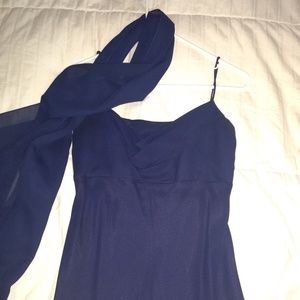 Full length navy blue formal dress